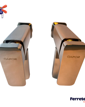 Set X2 Llave Lavamanos Baño Gapor Baja Gris Cromado
